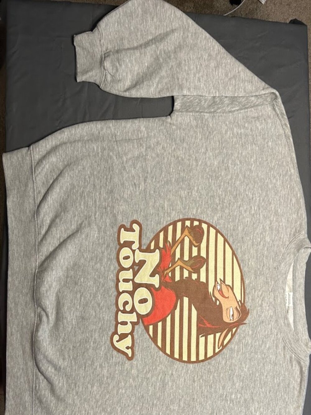 Disney The Emperors New Groove Kuzco No Touchy Llama Sweatshirt Gray Small NWOT